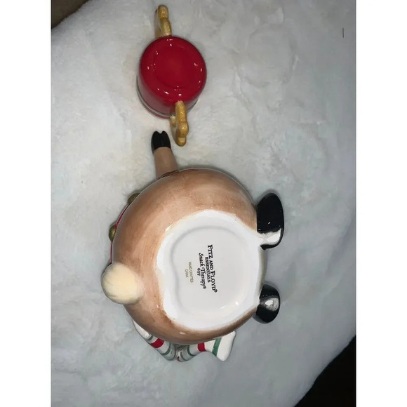 NEW IN BOX Fitz & Floyd Reindeer Cocoa Pot Teapot Christmas Festive Decor 9" - Picture 7 of 8